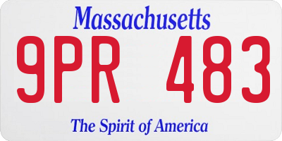 MA license plate 9PR483
