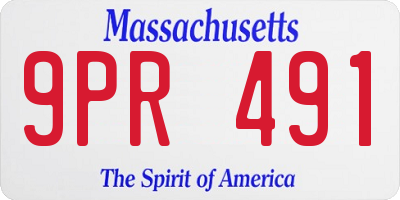 MA license plate 9PR491
