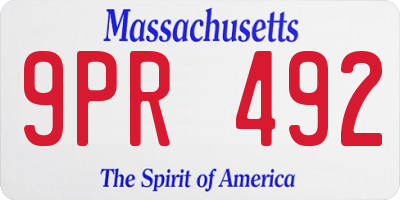 MA license plate 9PR492