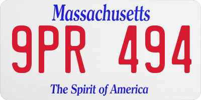 MA license plate 9PR494
