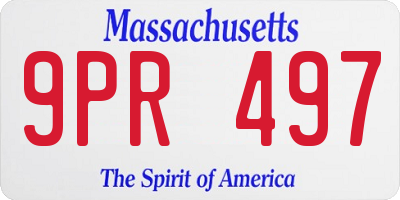 MA license plate 9PR497
