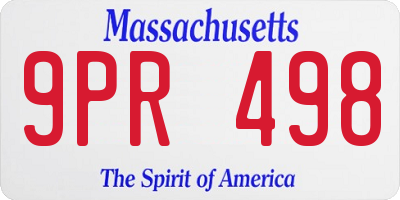 MA license plate 9PR498