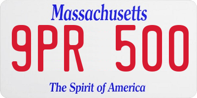MA license plate 9PR500
