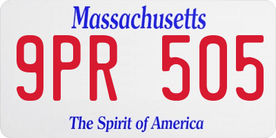 MA license plate 9PR505