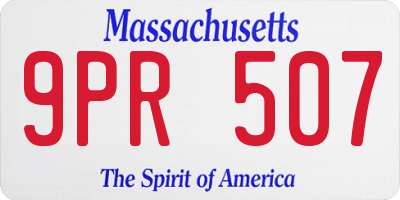 MA license plate 9PR507