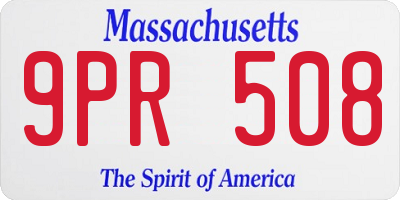 MA license plate 9PR508