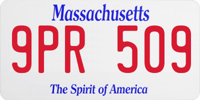 MA license plate 9PR509