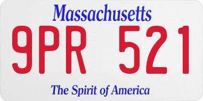 MA license plate 9PR521