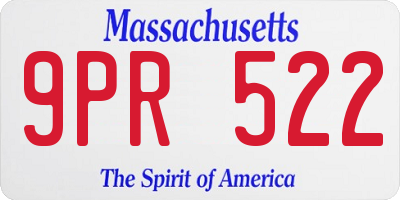 MA license plate 9PR522
