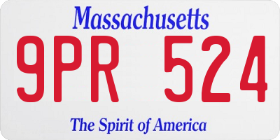 MA license plate 9PR524