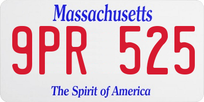 MA license plate 9PR525