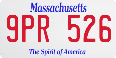 MA license plate 9PR526