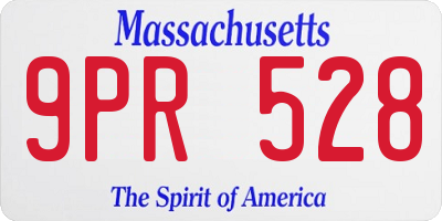 MA license plate 9PR528