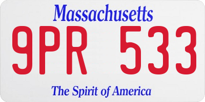 MA license plate 9PR533