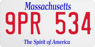 MA license plate 9PR534