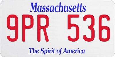MA license plate 9PR536