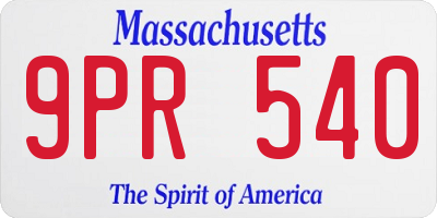 MA license plate 9PR540