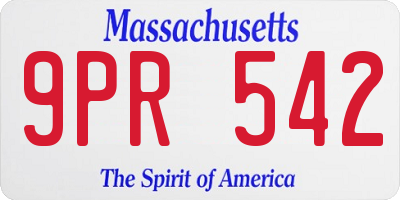 MA license plate 9PR542