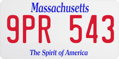 MA license plate 9PR543