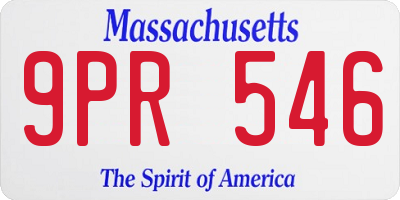 MA license plate 9PR546