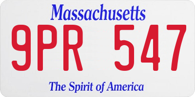 MA license plate 9PR547