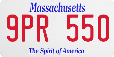 MA license plate 9PR550