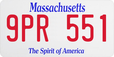 MA license plate 9PR551