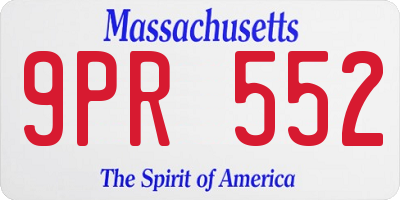 MA license plate 9PR552