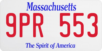 MA license plate 9PR553