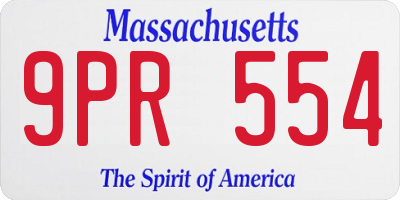 MA license plate 9PR554