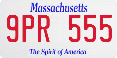 MA license plate 9PR555