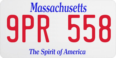 MA license plate 9PR558
