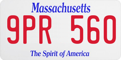 MA license plate 9PR560