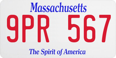 MA license plate 9PR567