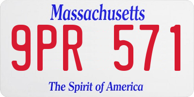 MA license plate 9PR571