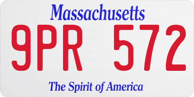 MA license plate 9PR572