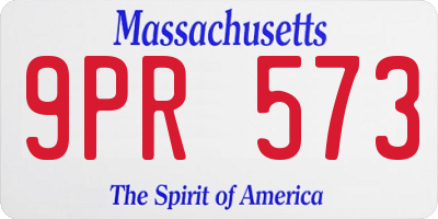 MA license plate 9PR573