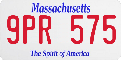 MA license plate 9PR575