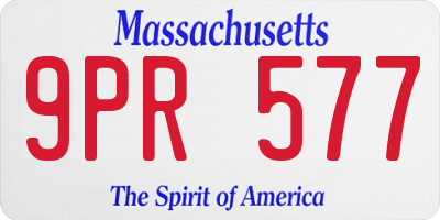 MA license plate 9PR577