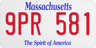 MA license plate 9PR581