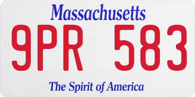 MA license plate 9PR583