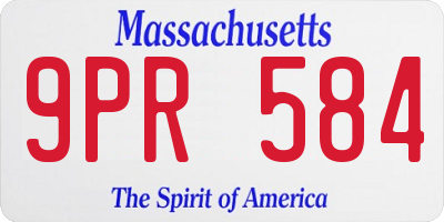 MA license plate 9PR584