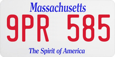 MA license plate 9PR585