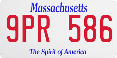 MA license plate 9PR586