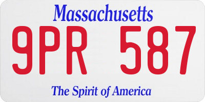 MA license plate 9PR587
