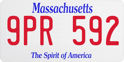 MA license plate 9PR592
