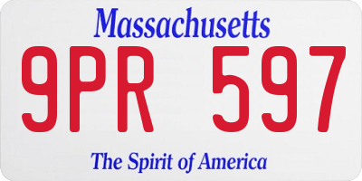 MA license plate 9PR597