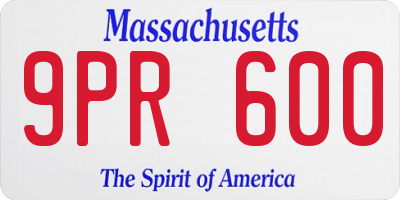 MA license plate 9PR600