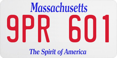 MA license plate 9PR601