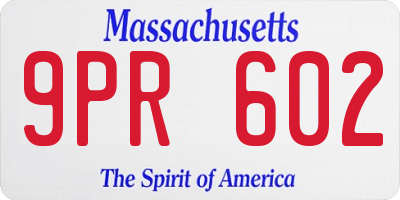 MA license plate 9PR602